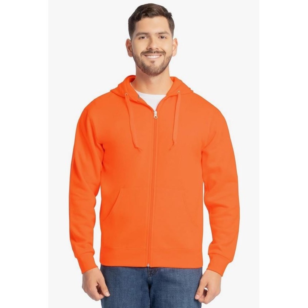 Fruit of the Loom Eversoft Fleece Full Zip Hoodie Sweatshirt Orange Medium Unise